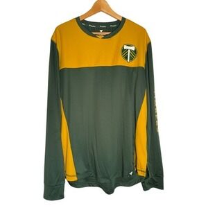 Portland Timbers Fanatics Long Sleeve Soccer Shirt Green Gold Axe Logo - XL